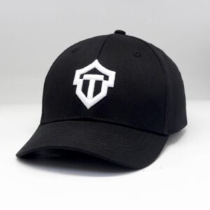 Flex Black Fitted Cap with white logo