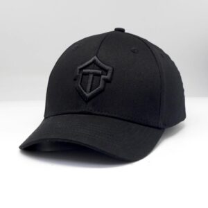 Flex Black Fitted Cap with black logo